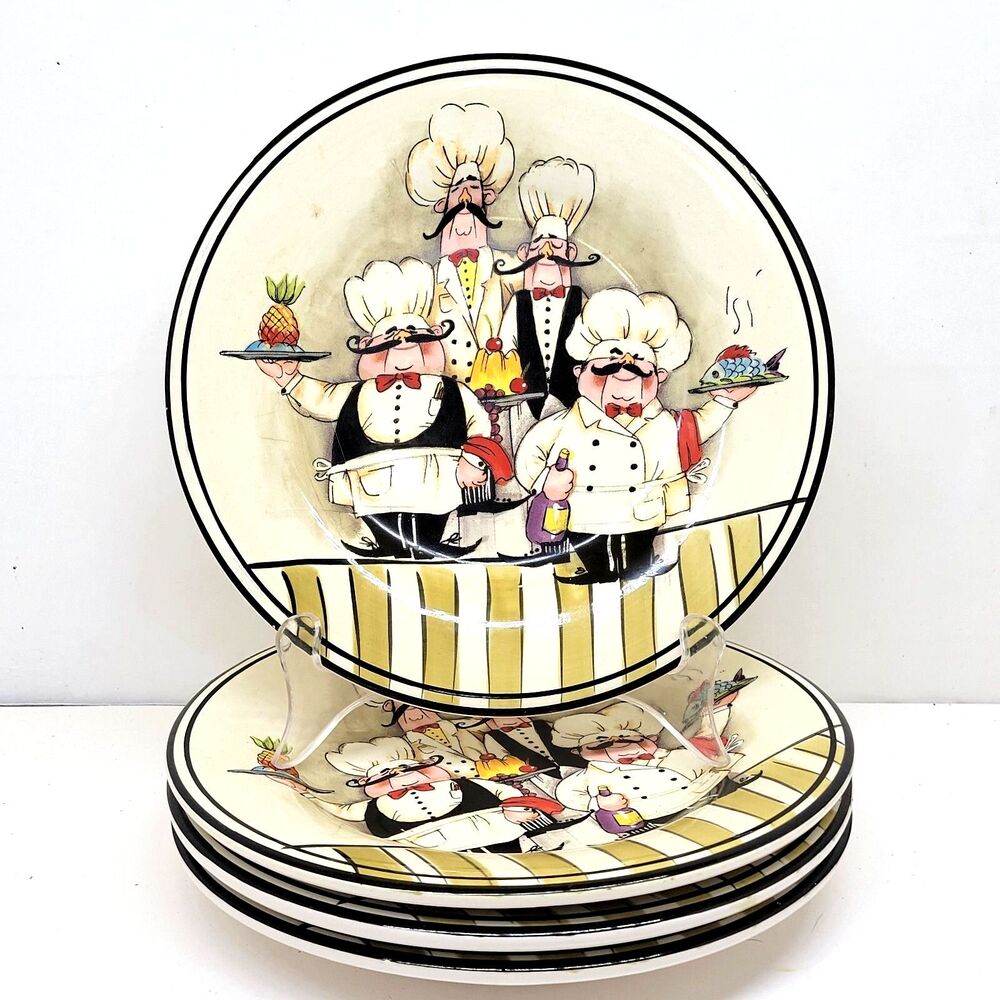 HD Designs LE Chef Set Of 4 Whimsical 8 1/4" Salad Plates VGC